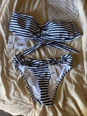 PQ Swim Navy & White Striped Bikini Set